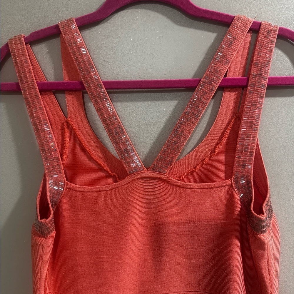 Marciano Vibrant Coral Dress with Shimmer Straps - Picture 5 of 7